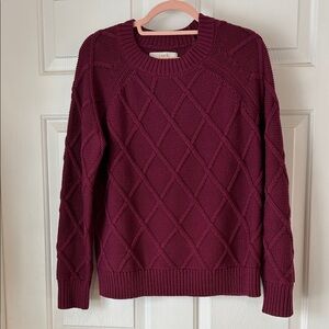 LOFT Women's Deep Burgundy Crew Neck Sweater